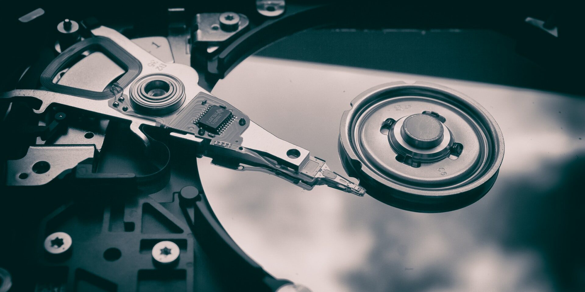 Open hard drive in close view